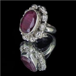 51ctw Faceted Ruby Silver Ring Appr Est $5k (JEW-2458)