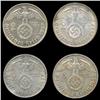Image 2 : 1937A/E/G/J Nazi Germany 2 Mark Silver Hi Grade 4 Pcs (COI-8069)