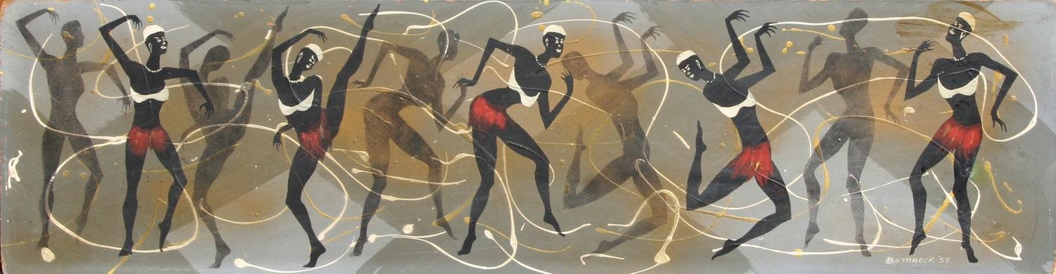 Edgar A. Stareck, African Dancers, Acrylic Painting