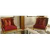 Image 1 : Pair of Red Luxury Satin Chairs Louis XVI Style with Pillows