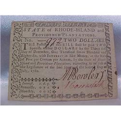 Colonial Currency 1780 $2 RI