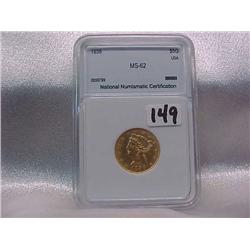 Gold $5 Half Eagle 1856