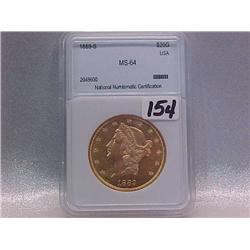 Gold $20 Double Eagle 1889S