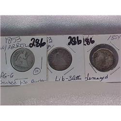 6 Seated Liberty Quarters