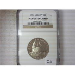 1986-S LIBERTY HALF DOLLAR NGC PF70 ULTRA CAMEO