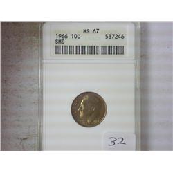 1966 SMS ROOSEVELT DIME ANACS MS67