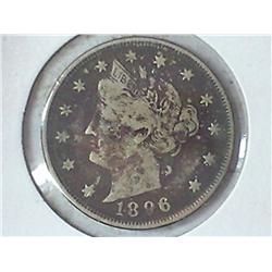 1896 LIBERTY "V" NICKEL (EXTRA FINE) DARK