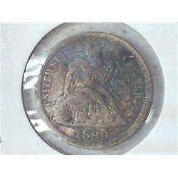 1890 SEATED LIBERTY DIME