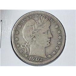1902-S BARBER QUARTER (FINE)