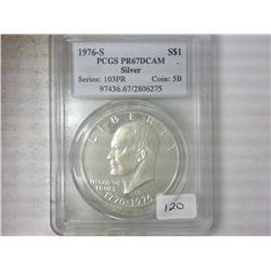 1976-S IKE SILVER DOLLAR PCGS PR67DCAM