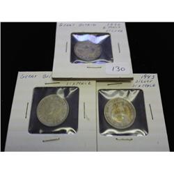 1940, 42 & 43 GREAT BRITAIN SILVER 6 PENCE