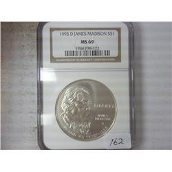 1993-D MADISON SILVER DOLLAR NGC MS69