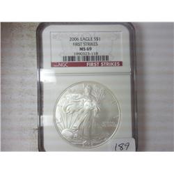 2006 AMERICAN SILVER EAGLE NGC MS69 1ST STRIKE