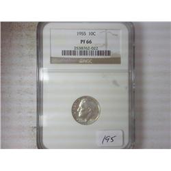 1955 ROOSEVELT DIME NGC PF66