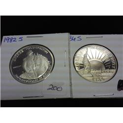 1982-S WASHINGTON & 86-S LIBERTY HALVES (PF)