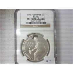 1996-P OLYMPICS "TENNIS" US SILVER DOLLAR