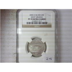 2005-S SILVER WV QUARTER NGC PF70 ULTRA CAMEO