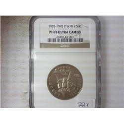 1991-95-P WWII HALF DOLLAR NGC PF69 ULTRA CAMEO