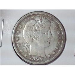 1894-S BARBER QUARTER (FINE+)