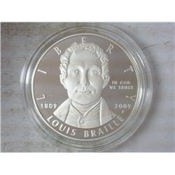 2009 LOUIS BRAILLE PROOF US SILVER DOLLAR