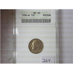 1996-W ROOSEVELT DIME ANACS MS65