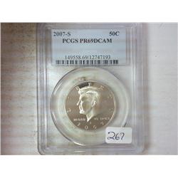 2007-S KENNEDY HALF DOLLAR PCGS PR69DCAM