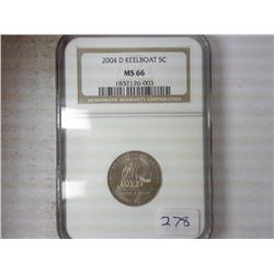 2004-D KEELBOAT NICKEL NGC MS66