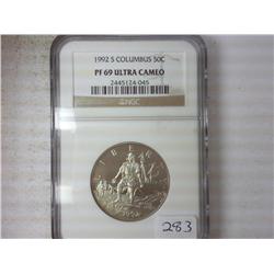 1992-S COLUMBUS HALF DOLLAR NGC PF69 ULTRA CAMEO