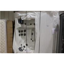 50 STAINLESS STEEL JET HOT TUB WITH MAHOGANY