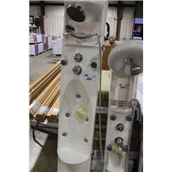 WHITE SHOWER PANEL WITH MASSAGER NOZZLES