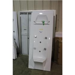 WHITE SHOWER ENCLOSURE WITH MASSAGE NOZZLES