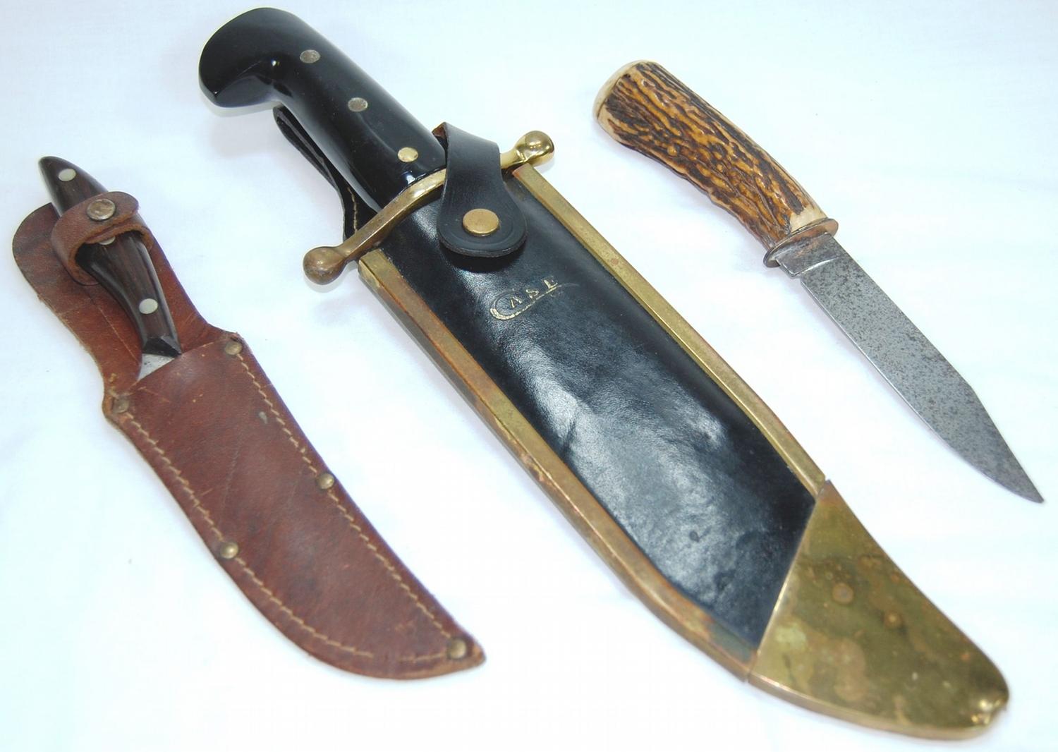 Lot of 3 Vintage Knives including Case & Russel