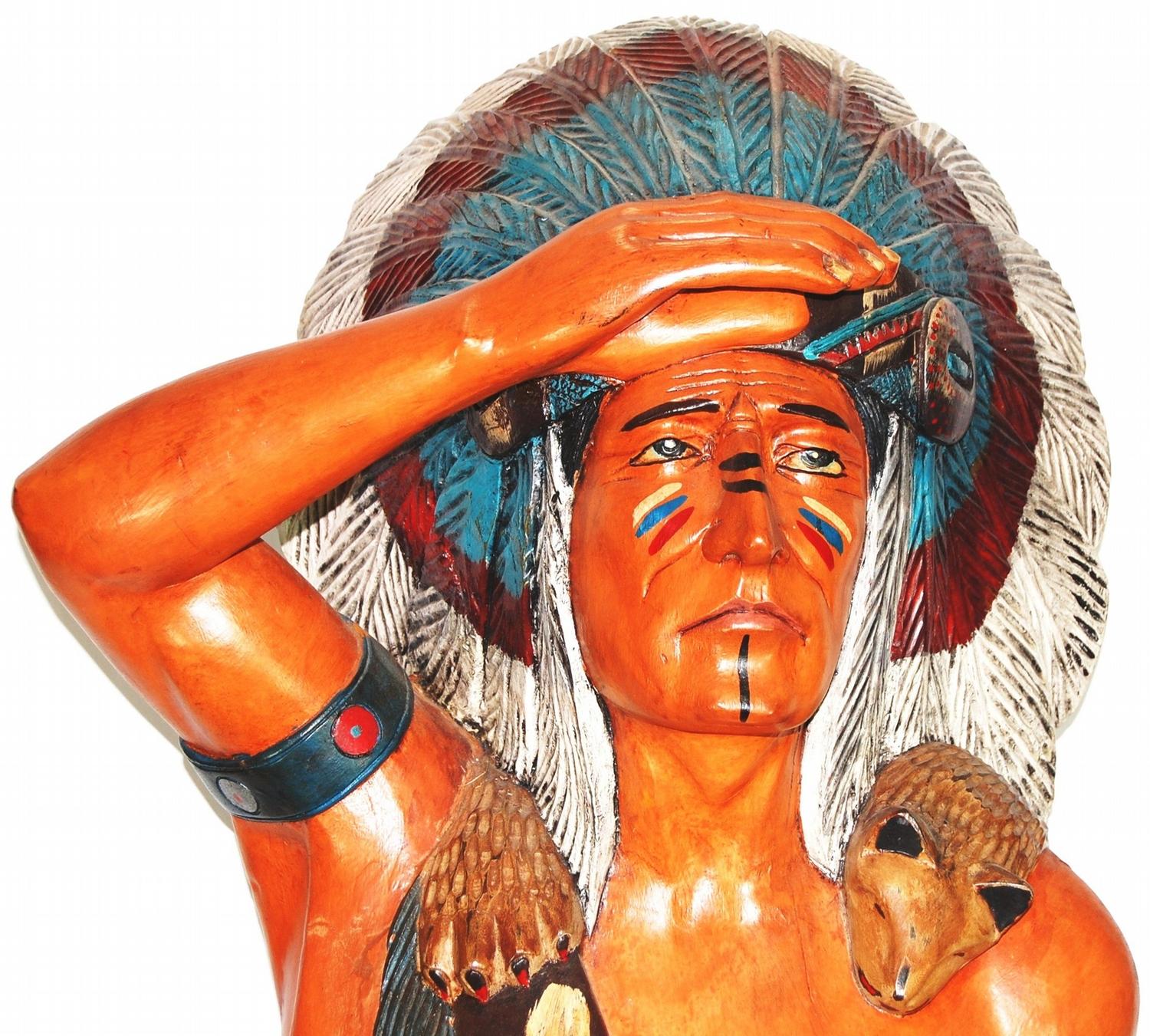 Vintage Cigar Store Indian Statue / Totem Wood Carving