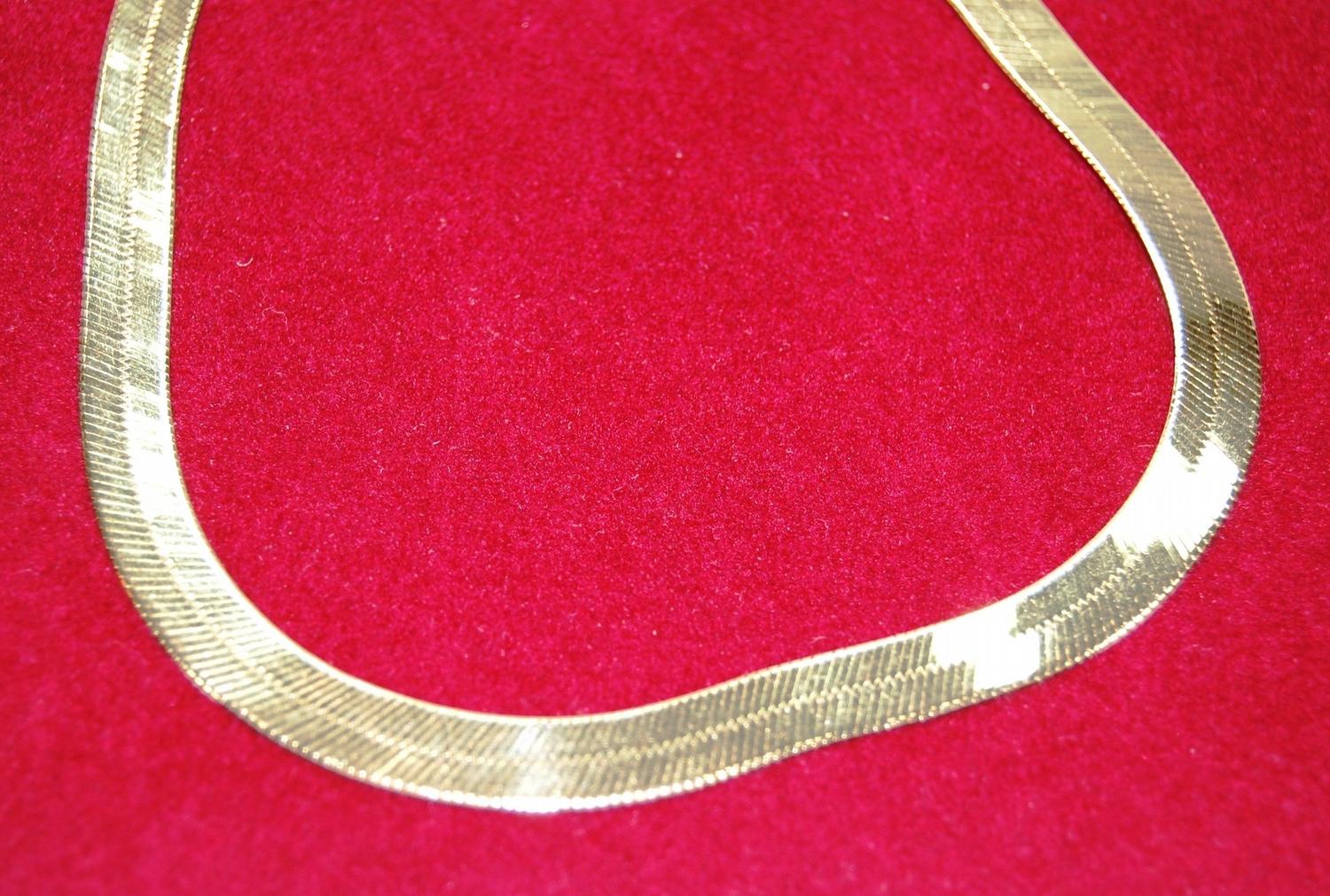 14K Yellow Gold Herringbone Necklace 20" Long 17.9 Grams