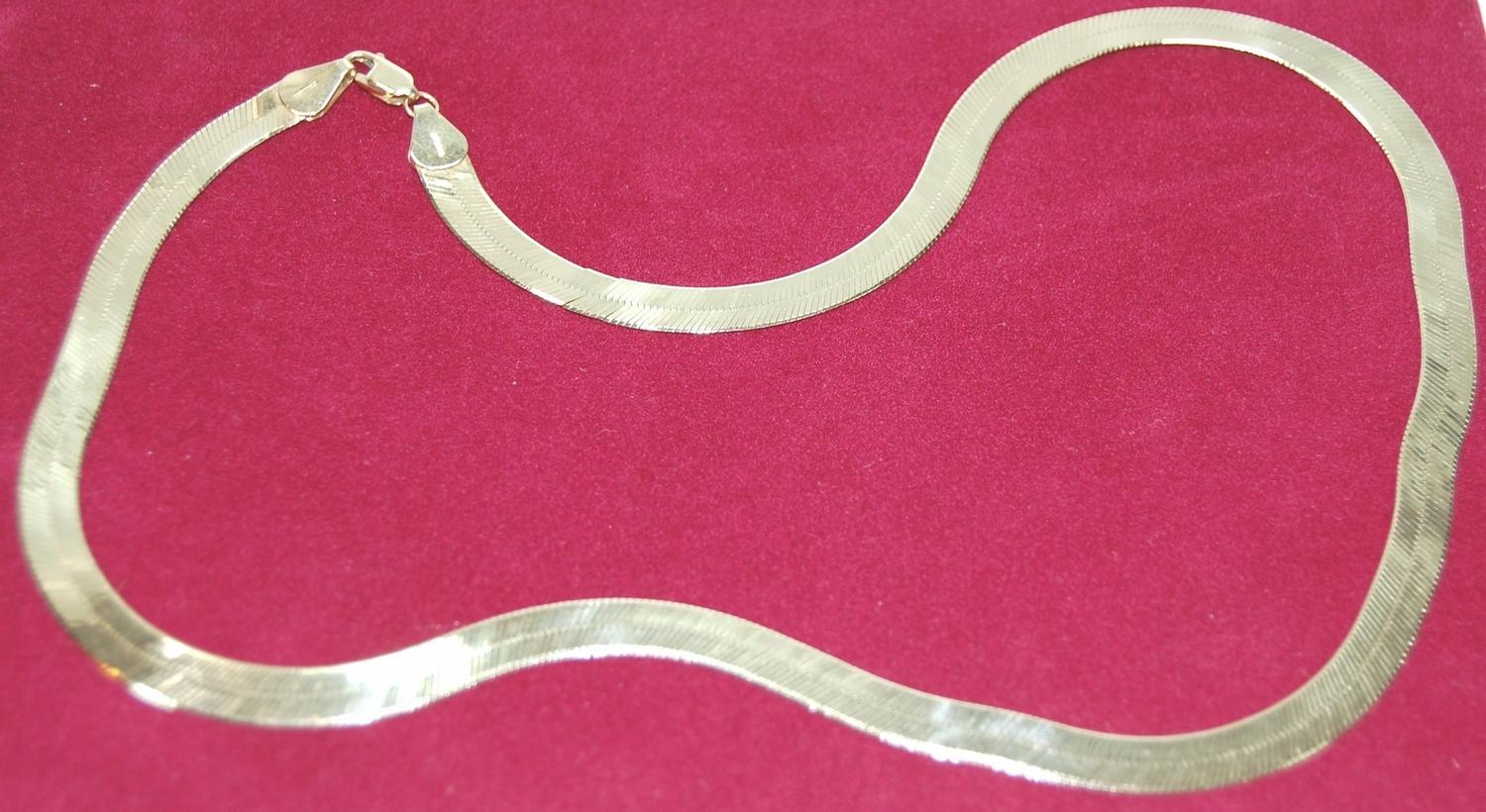 14K Yellow Gold Herringbone Necklace 20" Long 17.9 Grams