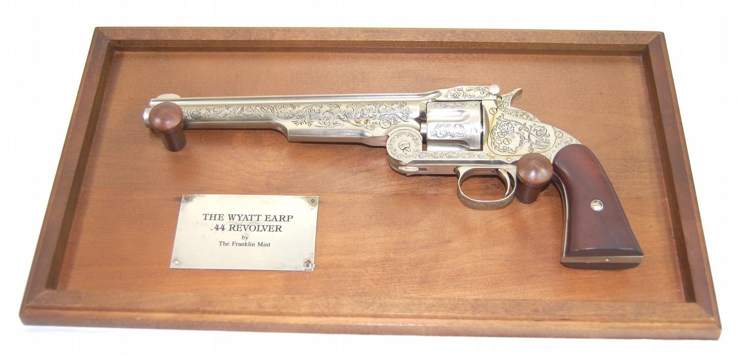 Smith & Wesson Wyatt Earp (non-firing) .44 Revolver on Wood Plaque