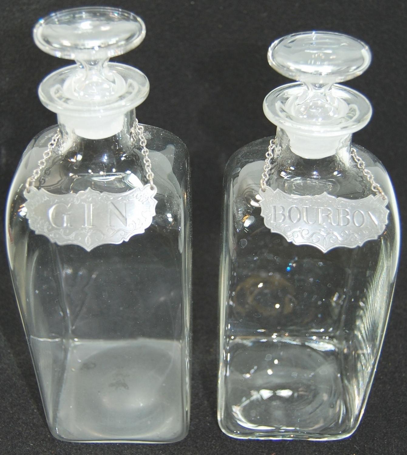 Royal Leer Dam Crystal Decanter Set, w/ Pewter Tags, Williamsburg