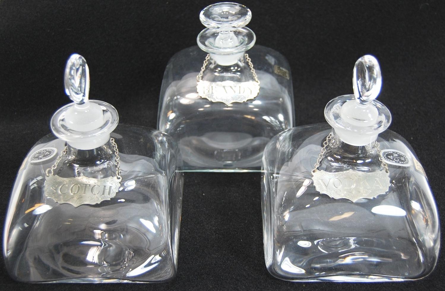 Royal Leer Dam Crystal Decanter Set, w/ Pewter Tags, Williamsburg
