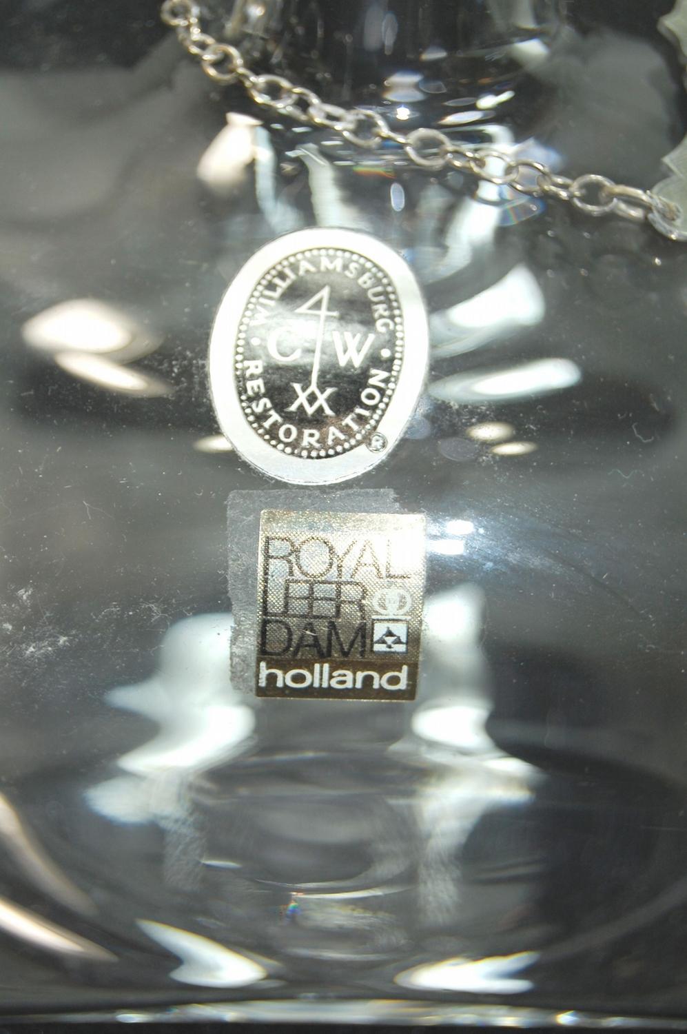 Royal Leer Dam Crystal Decanter Set, w/ Pewter Tags, Williamsburg