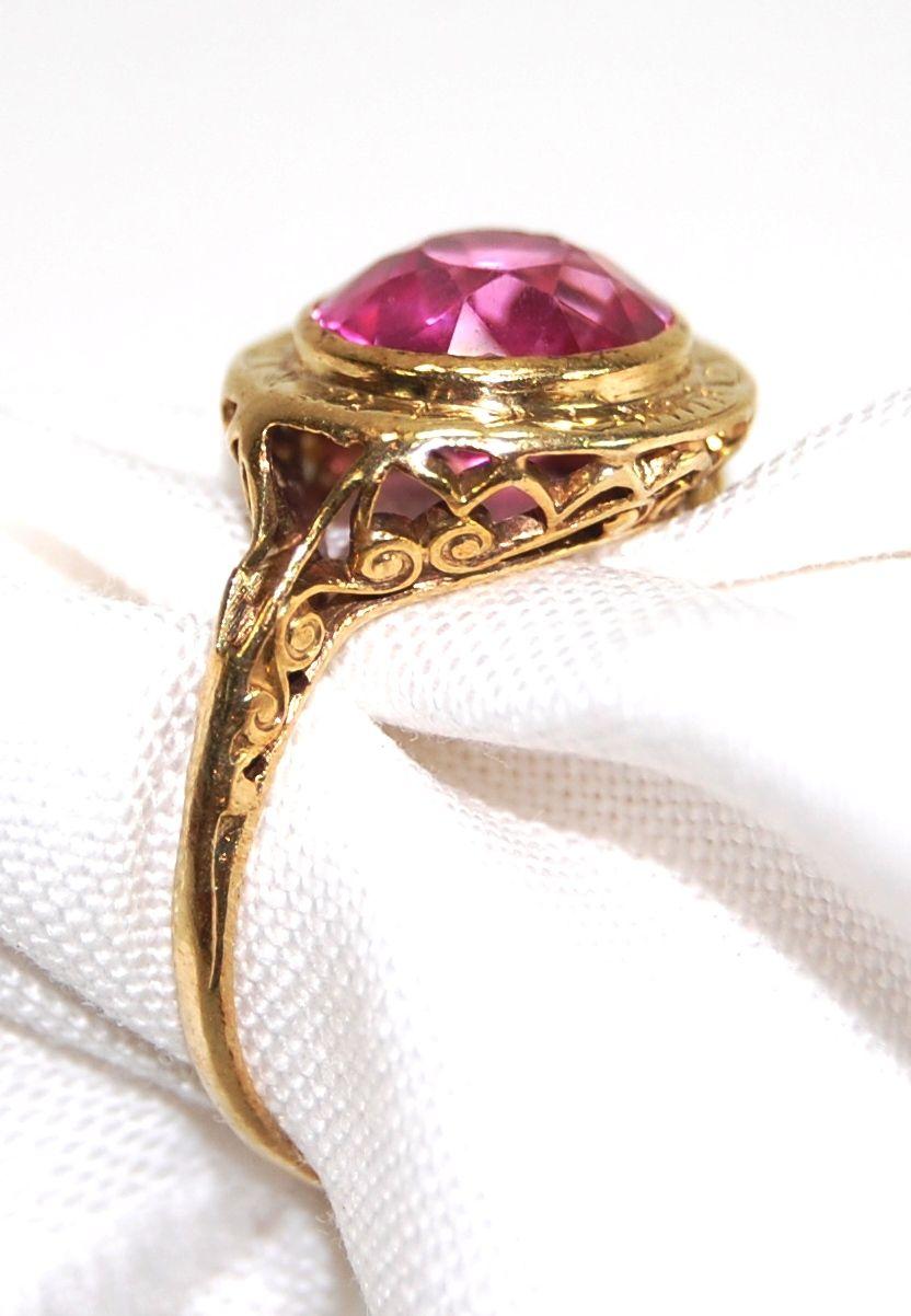 Antique Pink Tourmaline & 12K Gold Ring