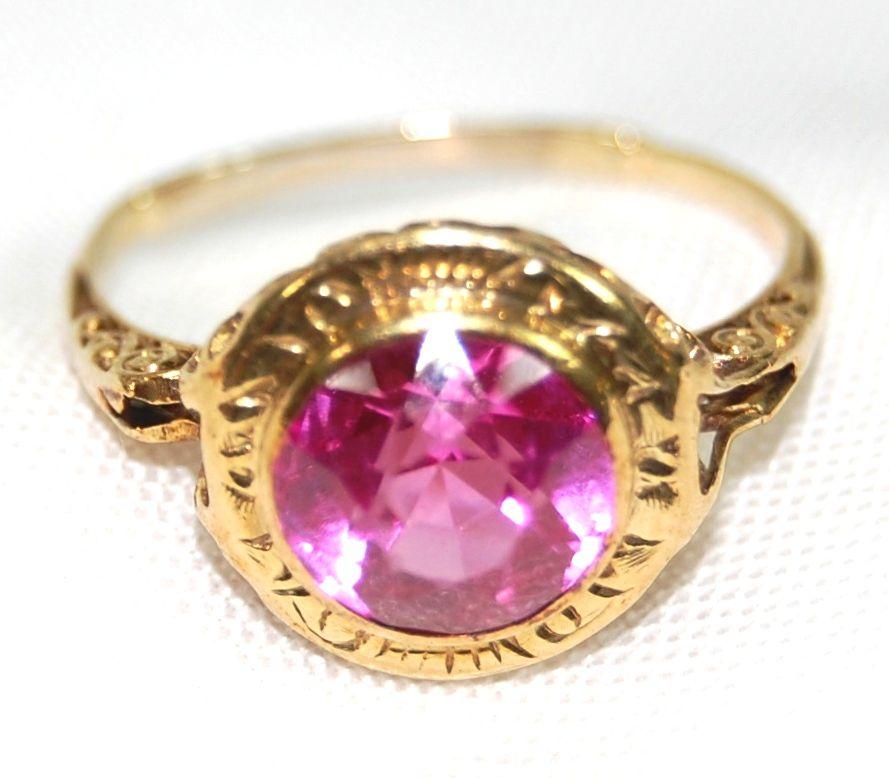 Antique Pink Tourmaline & 12K Gold Ring