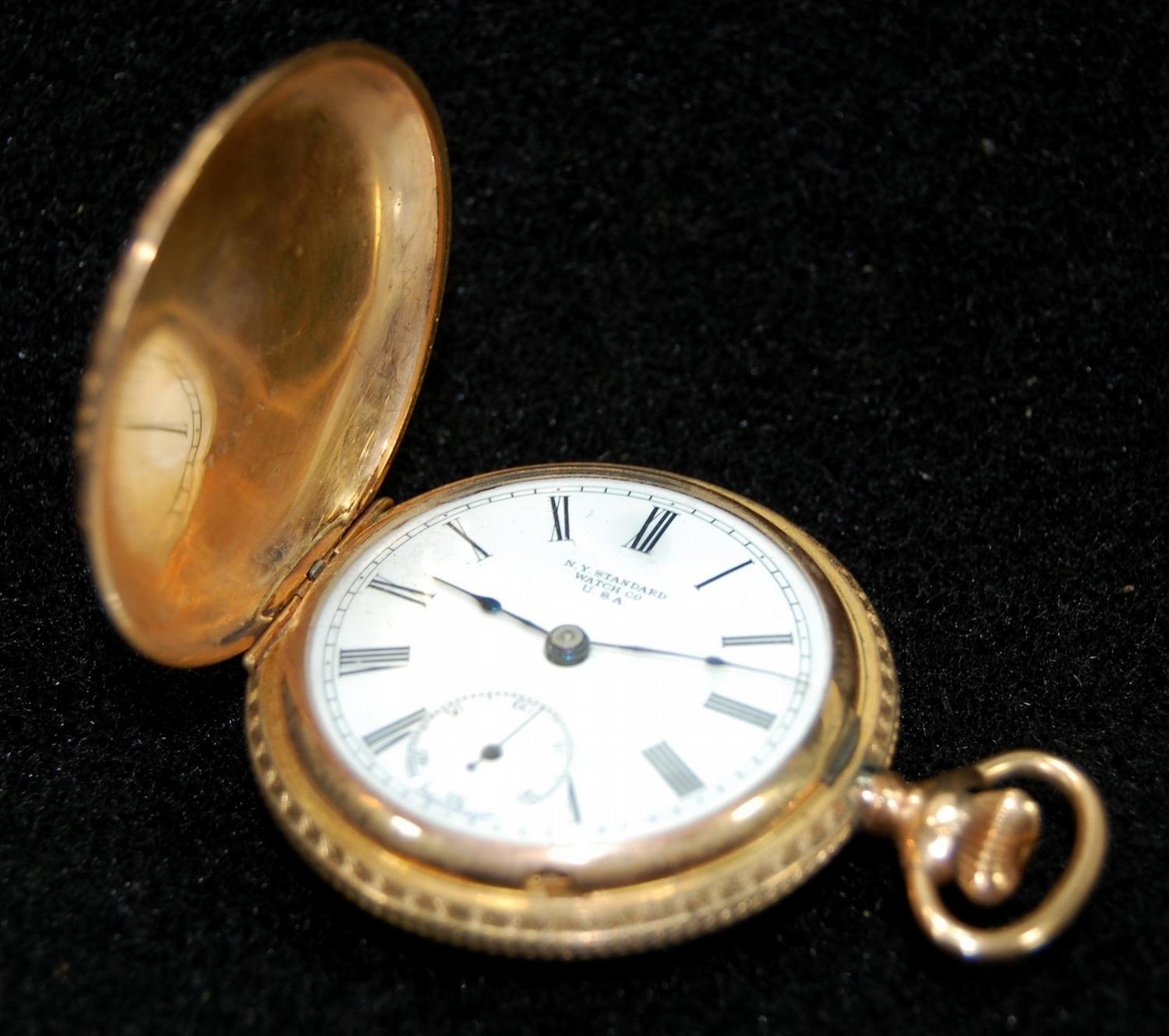 New York Standard Antique Pocket Watch, Gold Plated