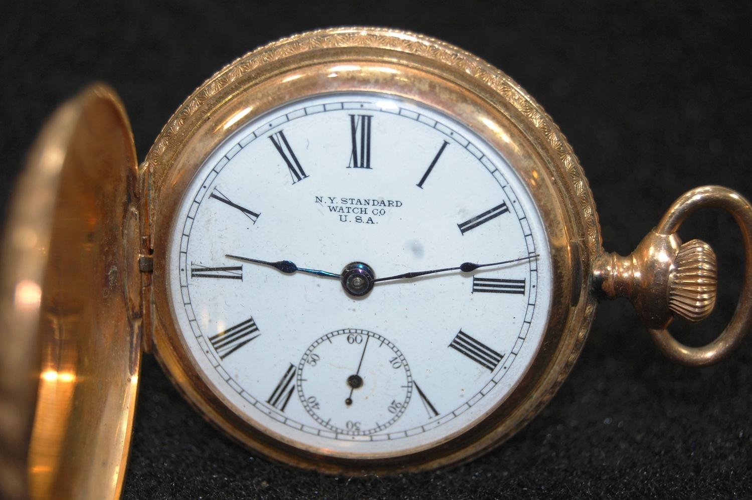 New York Standard Antique Pocket Watch, Gold Plated