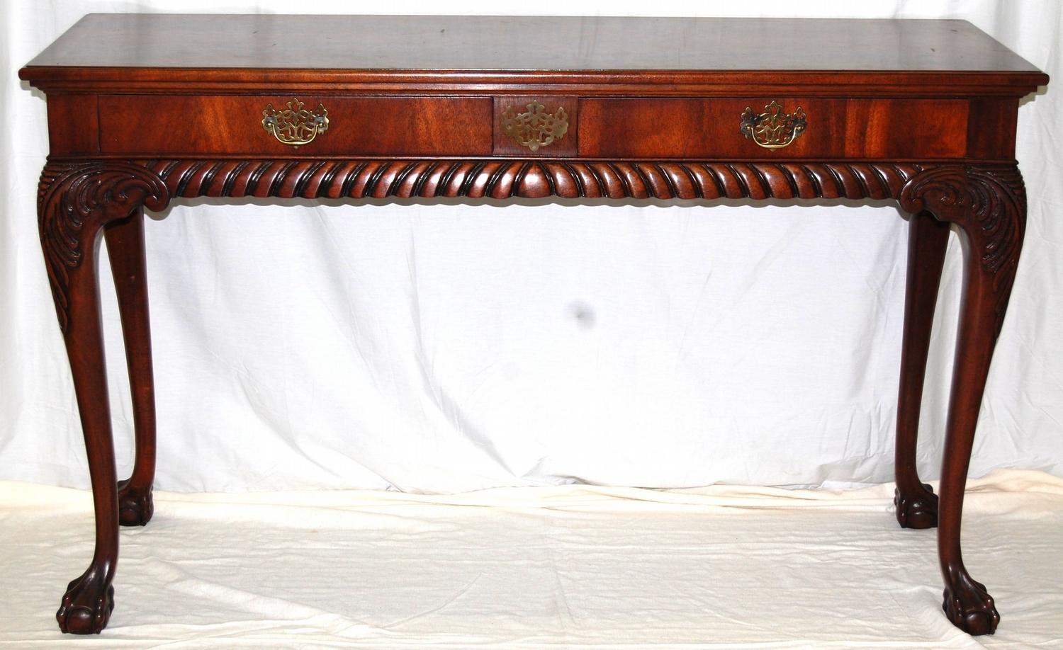 Mount Airy Furniture Company Sofa Console Table w/ Carved Ornate Detail