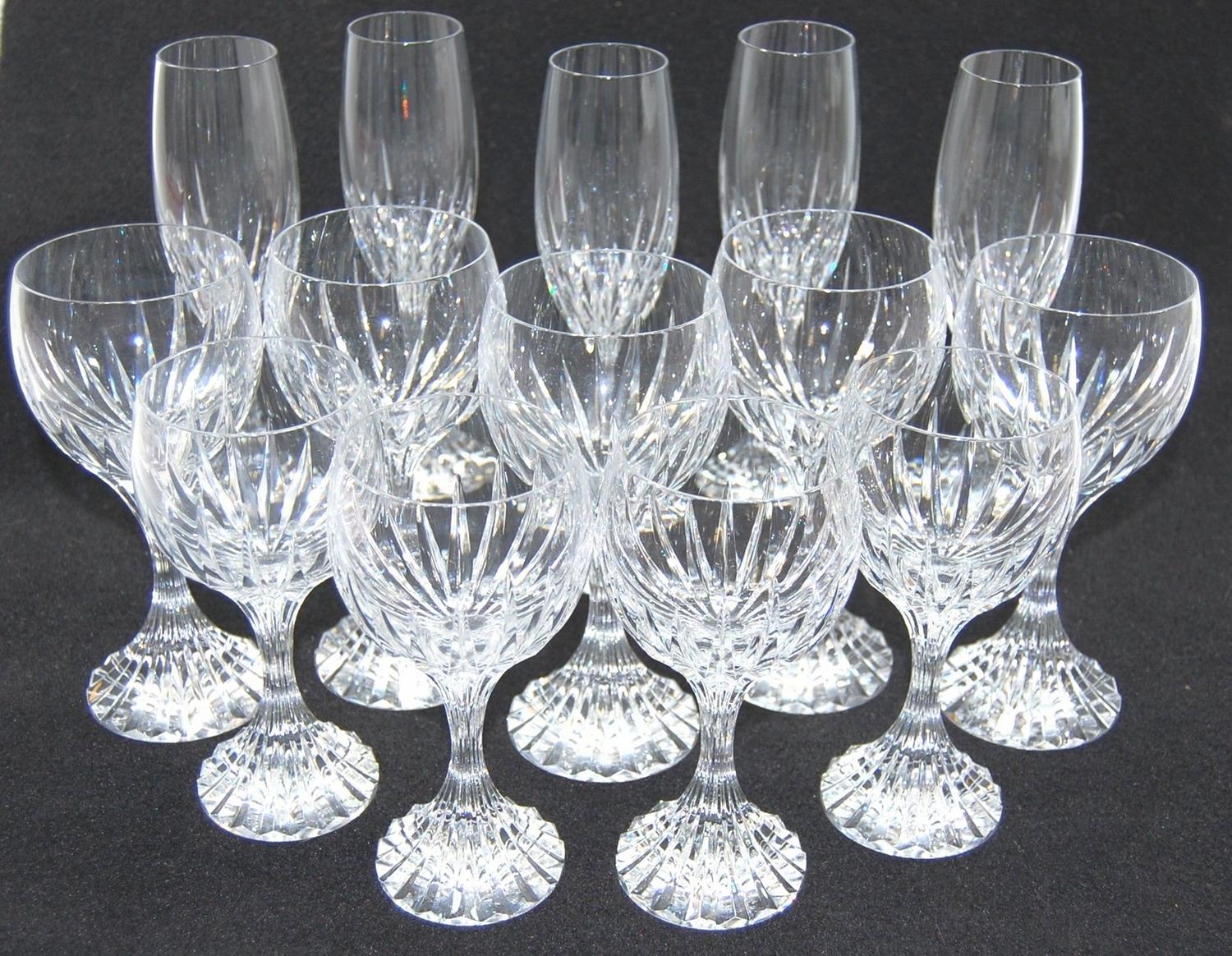 Set Of 14 Baccarat Crystal Glasses Water Wine Champagne set-of-14-baccarat-crystal-glasses-water-wine-champagne