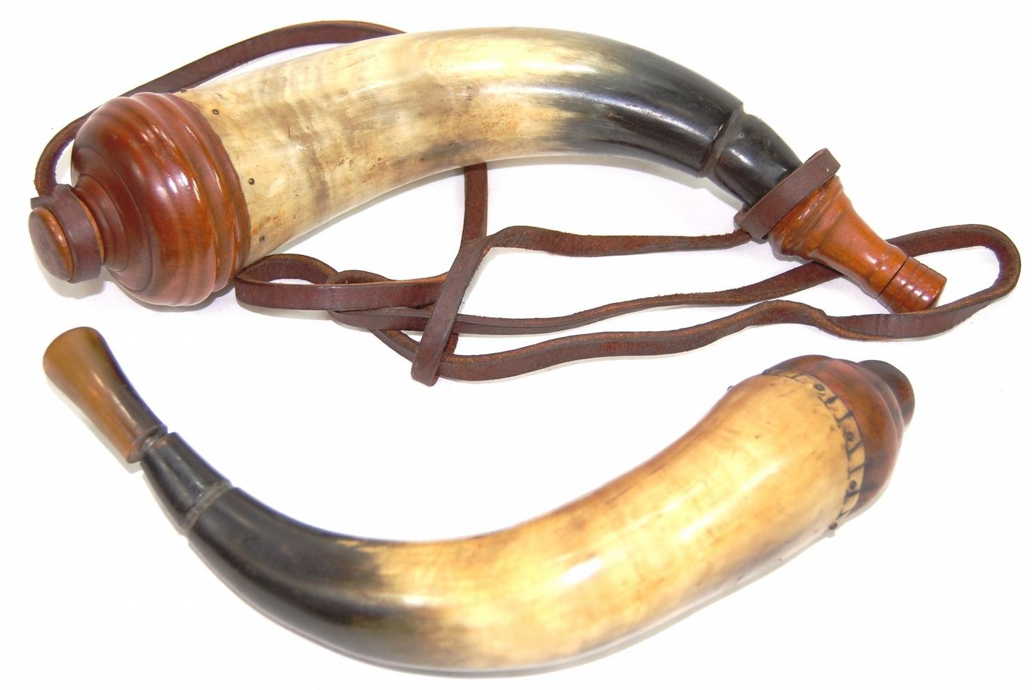 Pair of Vintage Black Powder Horns