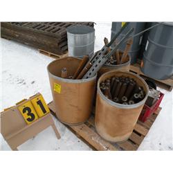 pallet w/metal rollers/welding rod/misc