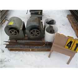 pallet w/chains; Redi Rod; squirrel cage fans