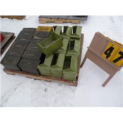 12 ammo boxes & garage organizer