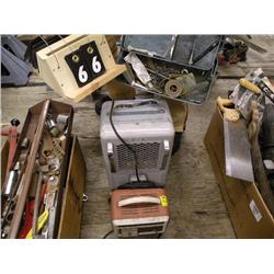 battery charger & electric heater & tackle box